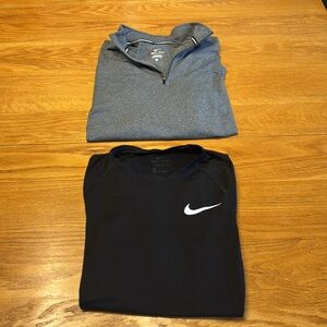 Nike Running Element Dri-FIT Dark Gray Pullover and Nike Pro Short Sleeve Shirt